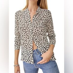 REFORMATION VIOLET BLOUSE IN SNOW LEOPARD